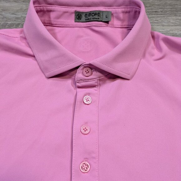 G/FORE Men's Large Golf Polo Short Sleeve Shirt Hot Pink Logo Casual Athletic - Picture 3 of 7